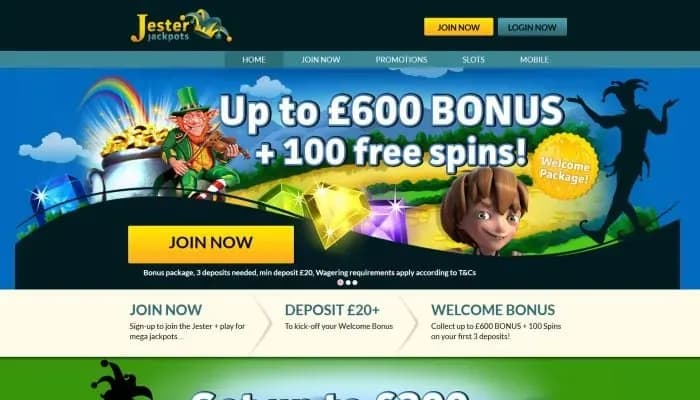 Captura del sitio web de Jester Jackpots Casino
