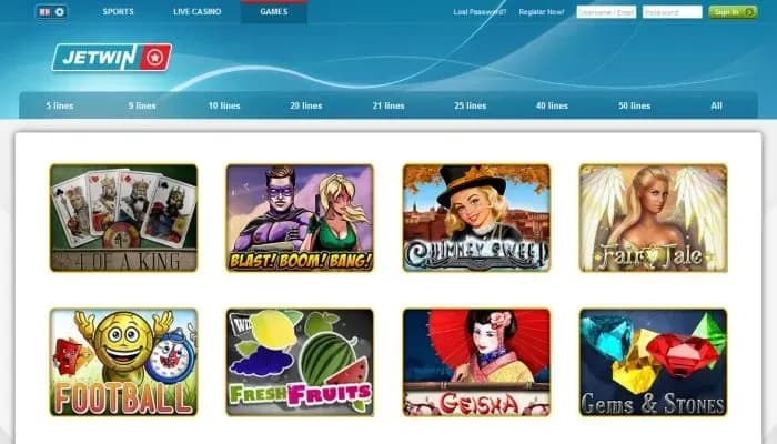 Captura del sitio web de Jetwin Casino