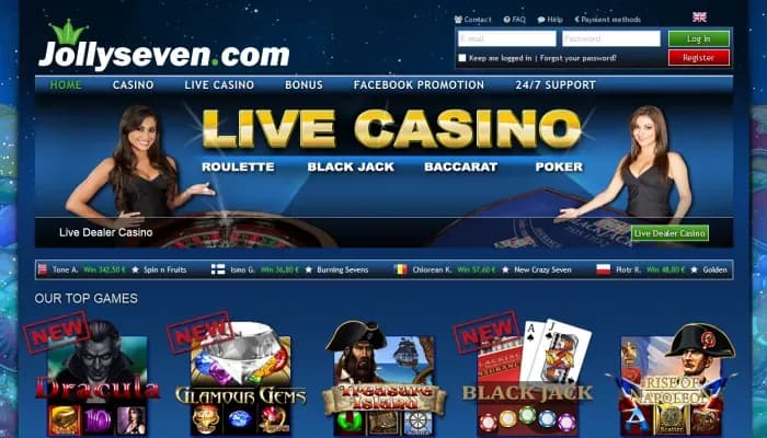 Captura del sitio web de Jollyseven Casino