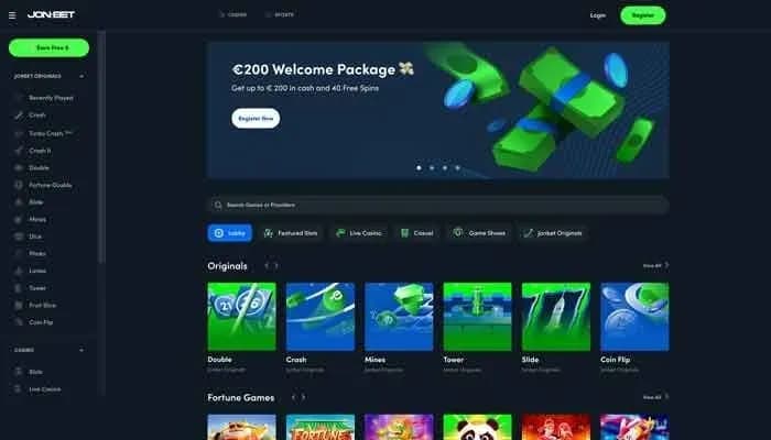 Captura del sitio web de Jonbet Casino
