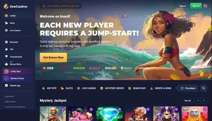 Captura del sitio web de Joo Casino