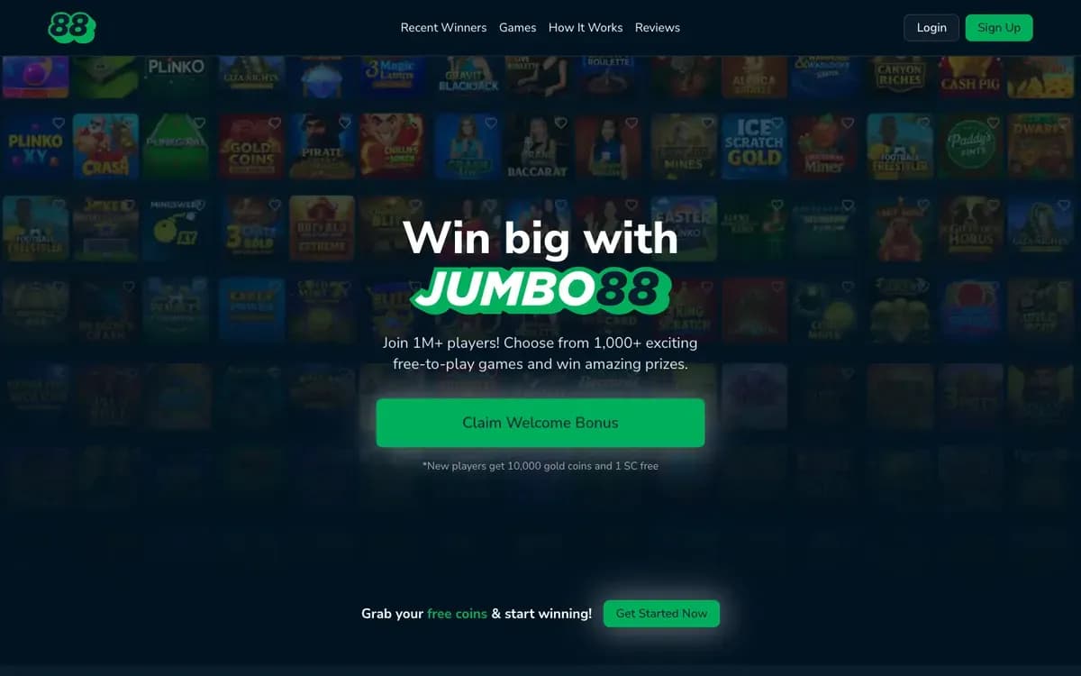 Captura del sitio web de Jumbo88 Casino