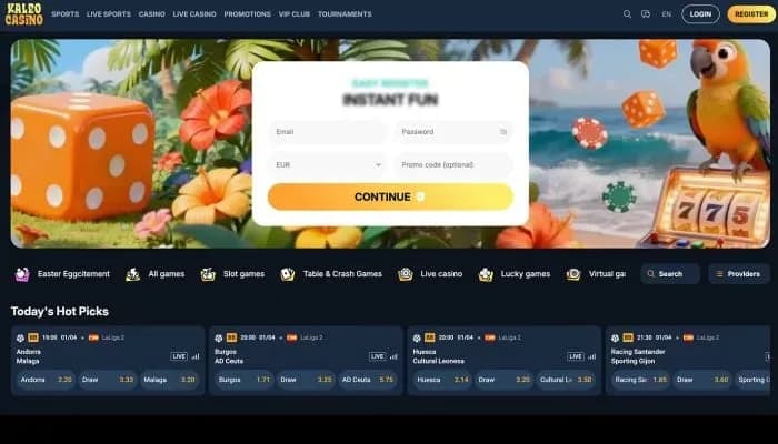 Captura del sitio web de KaleoCasino