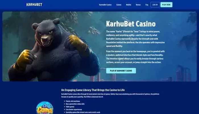 Captura del sitio web de KarhuBet Casino