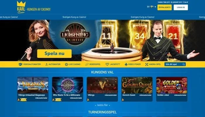 Captura del sitio web de Karl Casino
