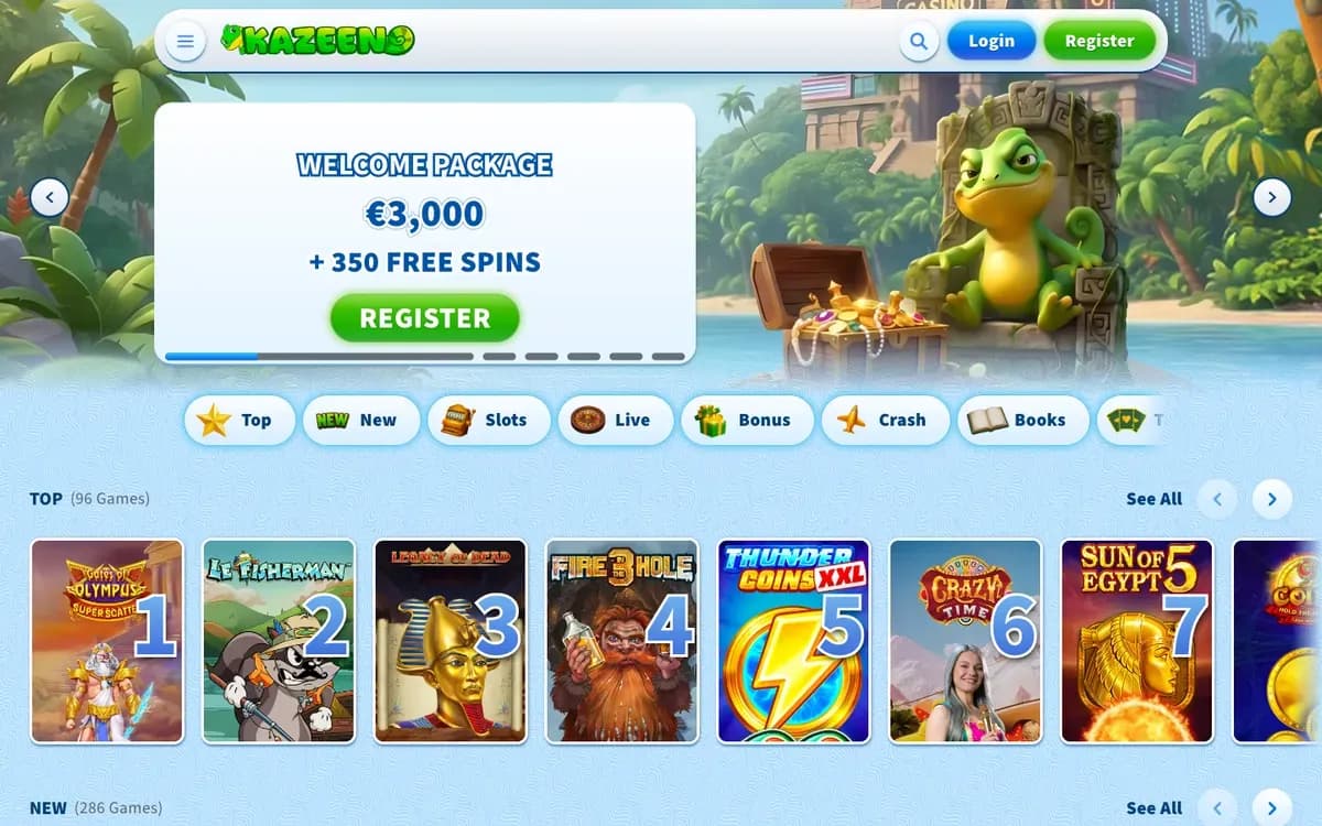 Captura del sitio web de Kazeeno Casino
