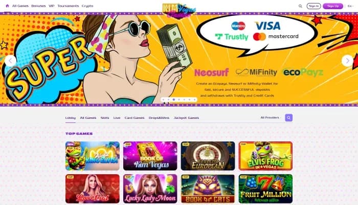 Captura del sitio web de Kim Vegas Casino