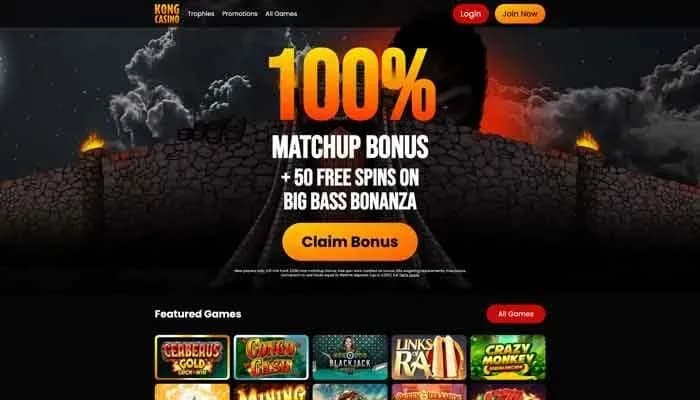 Captura del sitio web de Kong Casino UK