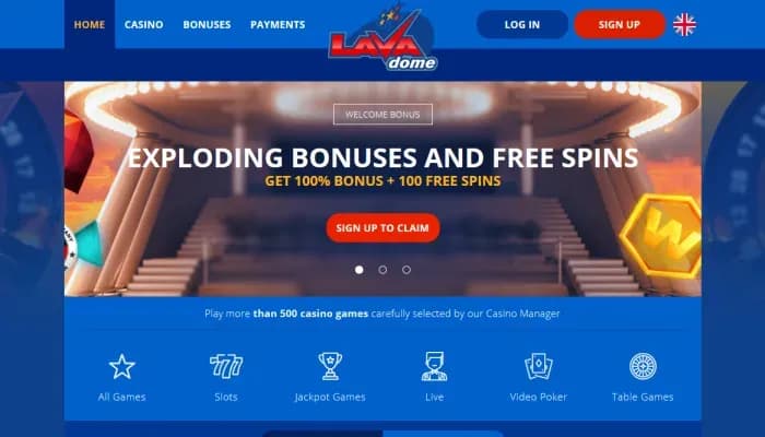 Captura del sitio web de Lavadome Casino