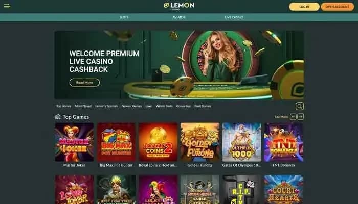 Captura del sitio web de Lemon Casino