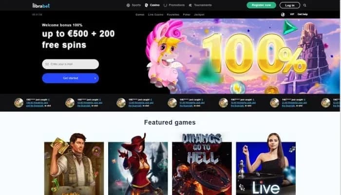 Captura del sitio web de LibraBet Casino