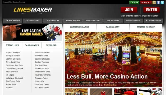 Captura del sitio web de LinesMaker Casino