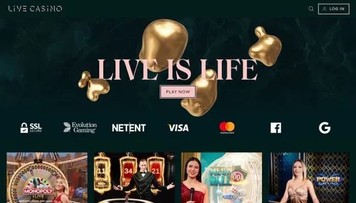 Captura del sitio web de LiveCasino