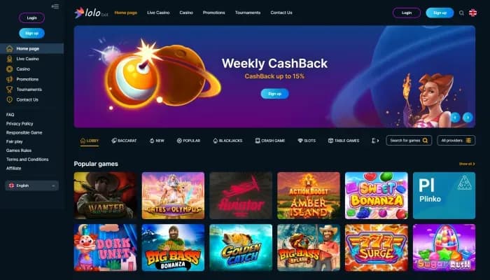 Captura del sitio web de Lolo.bet Casino