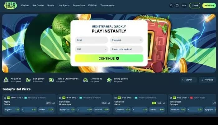 Captura del sitio web de Lolo Casino