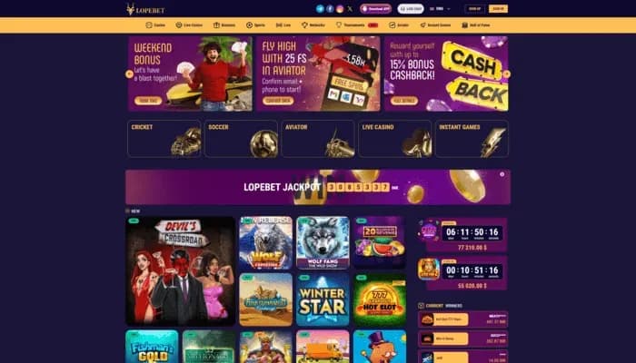 Captura del sitio web de Lope.bet Casino