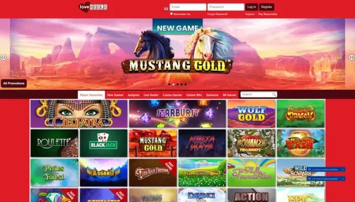 Captura del sitio web de Love Reels Casino