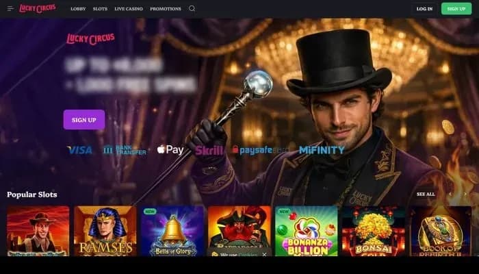Captura del sitio web de Lucky Circus Casino