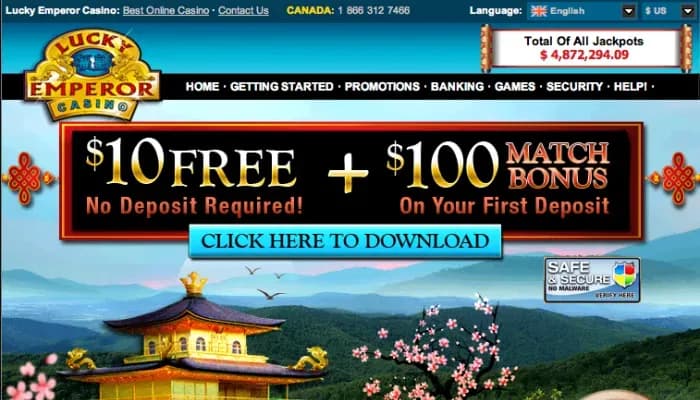 Captura del sitio web de Lucky Emperor Casino
