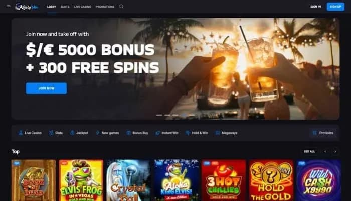 Captura del sitio web de Lucky Vibe Casino