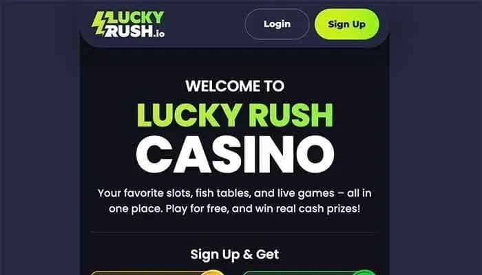 Captura del sitio web de LuckyRush Casino