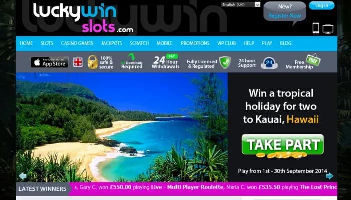 Captura del sitio web de LuckyWinSlots Casino