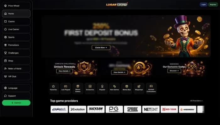Captura del sitio web de LugarBet Casino