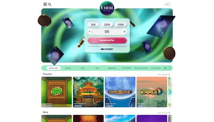 Captura del sitio web de Lumi Casino