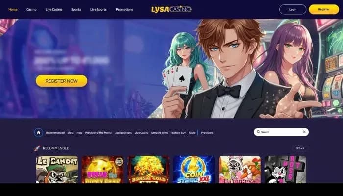 Captura del sitio web de Lysacasino