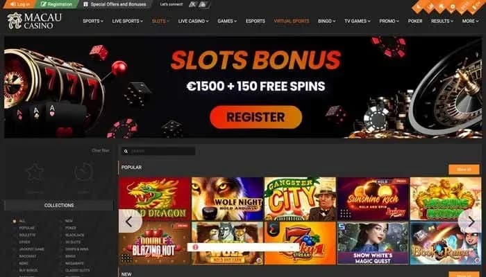 Captura del sitio web de Macau Casino