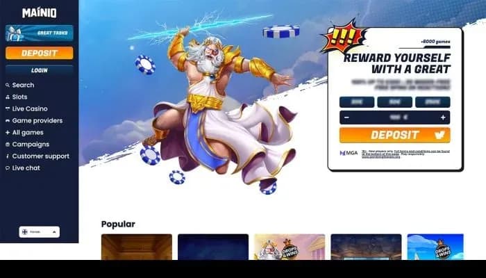 Captura del sitio web de Mainio Casino
