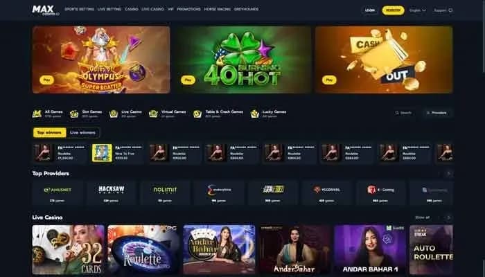 Captura del sitio web de MaxCasino
