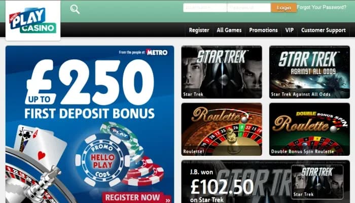 Captura del sitio web de Metro Play Casino