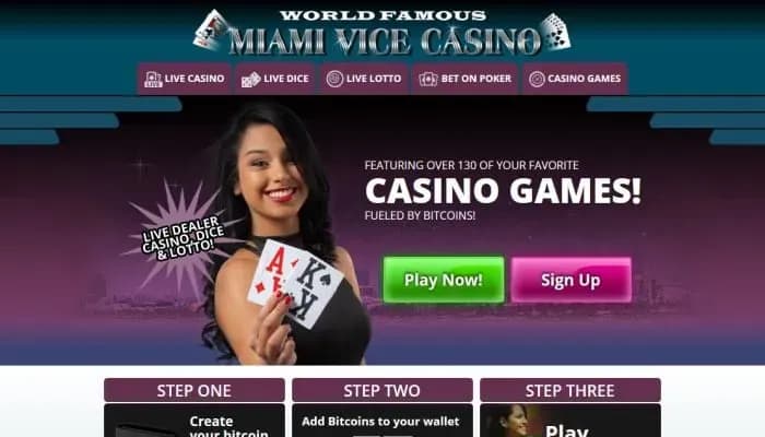 Captura del sitio web de Miami Vice Casino