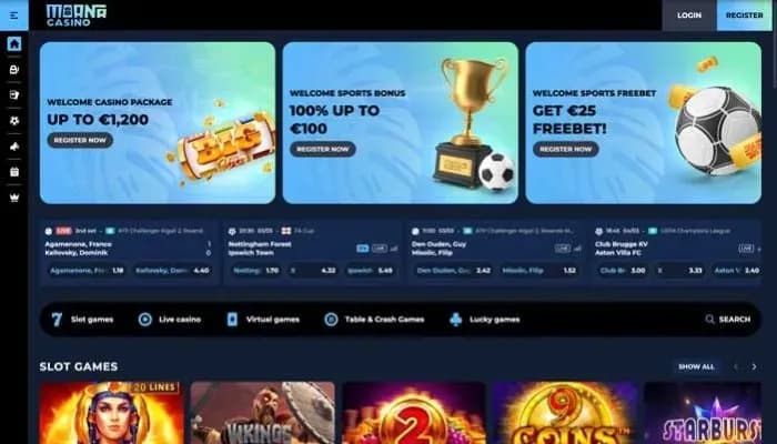 Captura del sitio web de Moana Casino
