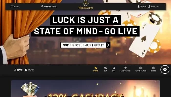 Captura del sitio web de MoboCasino