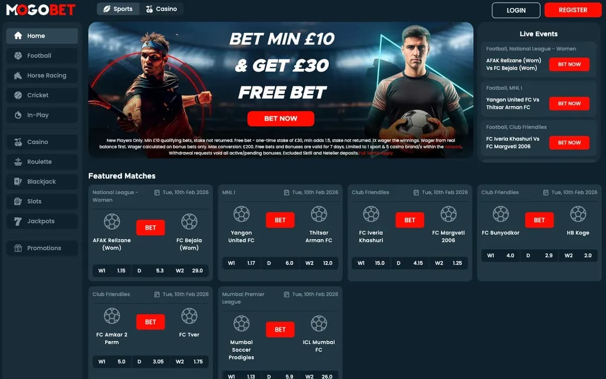 Captura del sitio web de MogoBet Casino