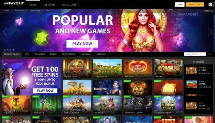 Captura del sitio web de Mrfavorit Casino