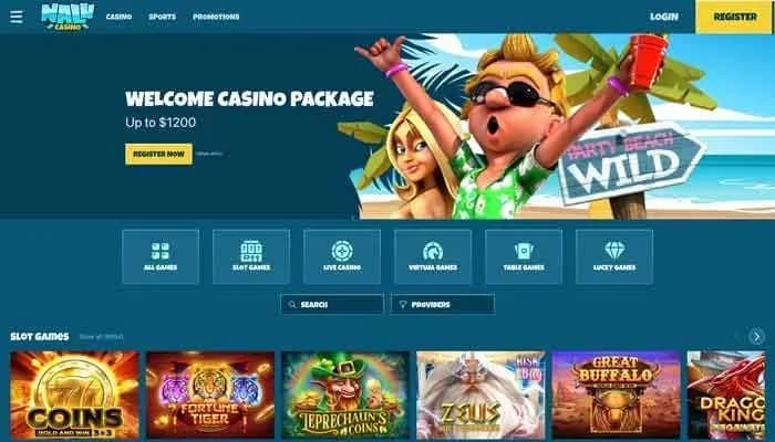 Captura del sitio web de Nalu Casino