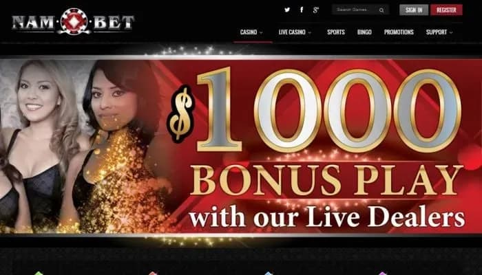 Captura del sitio web de NamBet Casino