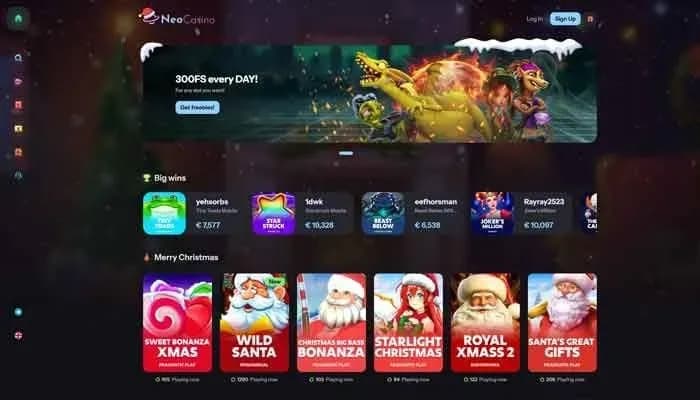 Captura del sitio web de NeoCasino