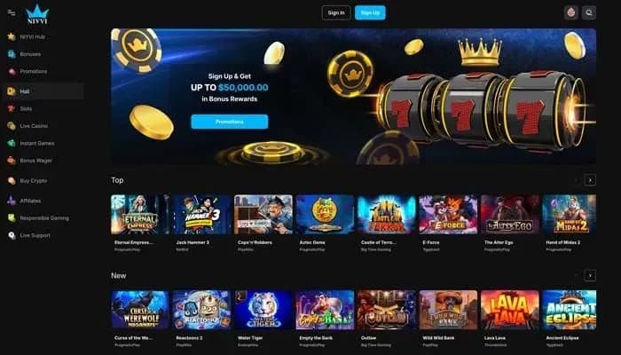 Captura del sitio web de Niyvi Casino