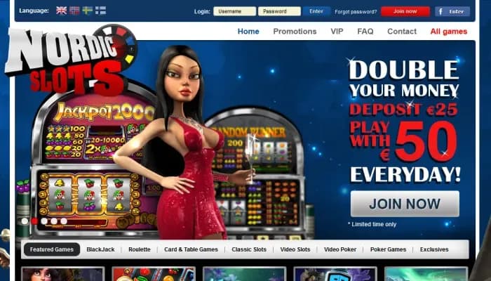 Captura del sitio web de NordicSlots Casino