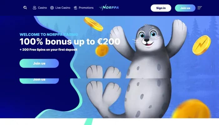 Captura del sitio web de Norppa Kasino