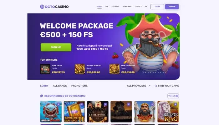 Captura del sitio web de OctoCasino