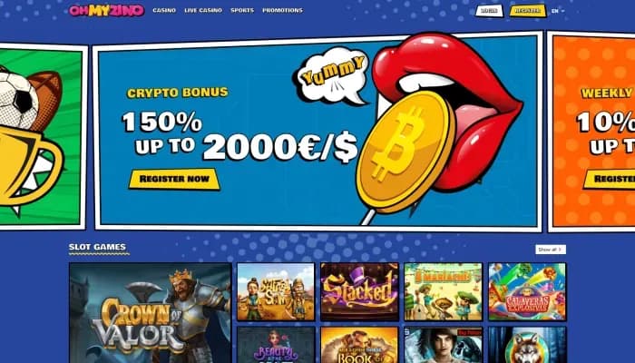 Captura del sitio web de OhMyZino Casino