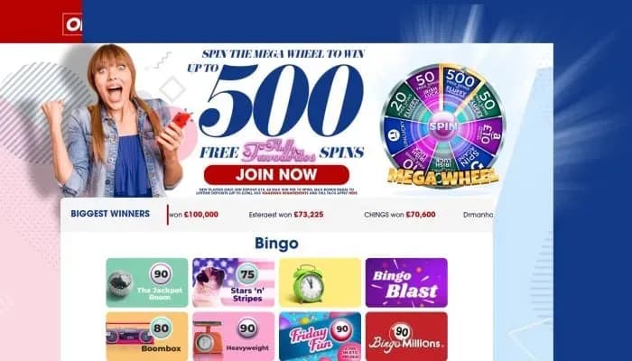 Captura del sitio web de OK Bingo Casino