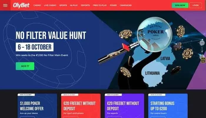 Captura del sitio web de OlyBet Casino