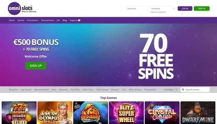Captura del sitio web de Omni Slots Casino