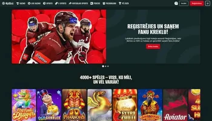 Captura del sitio web de Optibet.lv Casino